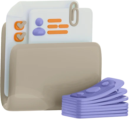 illustration 3D d'un dossier avec des fichiers dedans